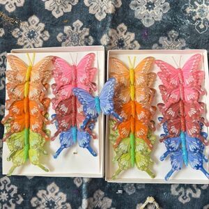 24 Glitter Moontail Butterflies Butterfly Clips Red, Pink, Blue, Yellow, Orange